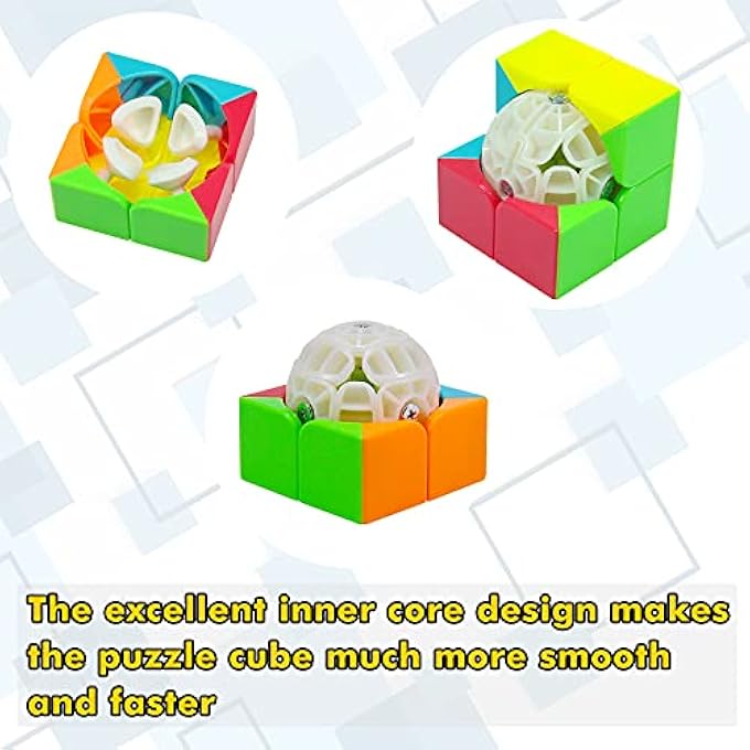 SISYS SPEED CUBE 2X2X2 MAGIC CUBE, STICKERLESS 3D PUZZLE CUBE 2 BY 2 BRAIN TEASERS SPEEDCUBE TOY FOR BOYS GIRLS KIDS ADULTS - Image 3